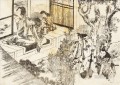 un hombre observa a una hermosa mujer Katsushika Hokusai Ukiyoe
